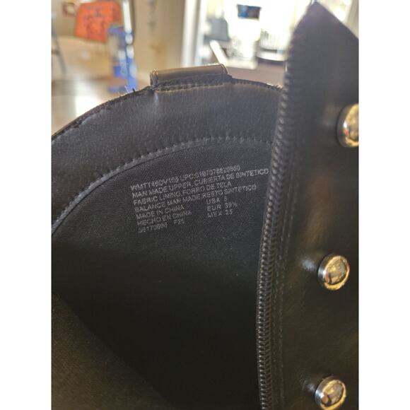 New Woman's Time and Tru Black Faux Leather Studded Cowgirl Boots Memory Foam 8 - Picture 8 of 10